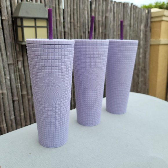 Starbucks 2021 Matte Lilac Lavender Grid Soft Touch Tumbler  Starbucks ~ Grid Tumbler ~ Matte Lilac ~ 24 Oz Cold Cup ~ Limited Edition